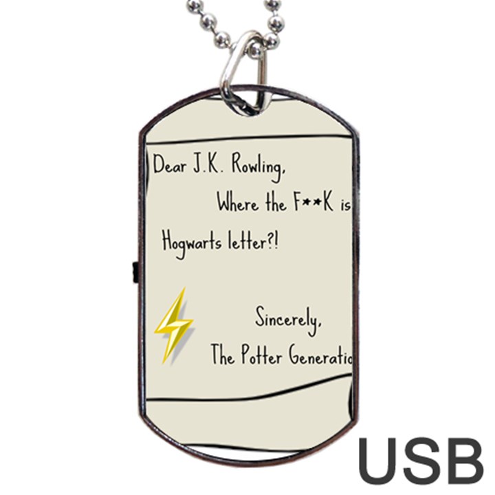 Dear J.K. Rowling... Dog Tag USB Flash (Two Sides)