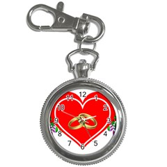 Heart Flowers Ring Key Chain Watches by Nexatart