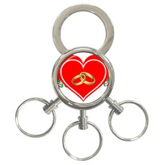 Heart Flowers Ring 3-ring Key Chains by Nexatart