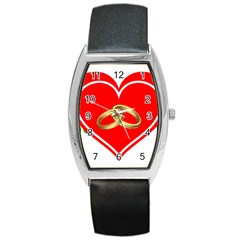 Heart Flowers Ring Barrel Style Metal Watch by Nexatart