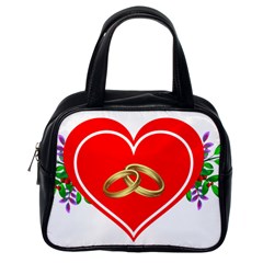 Heart Flowers Ring Classic Handbags (one Side) by Nexatart