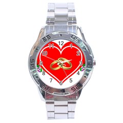 Heart Flowers Ring Stainless Steel Analogue Watch by Nexatart