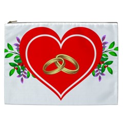 Heart Flowers Ring Cosmetic Bag (xxl)  by Nexatart