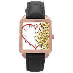 Heart Transparent Background Love Rose Gold Leather Watch  by Nexatart