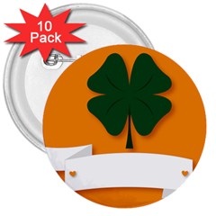 St Patricks Day Ireland Clover 3  Buttons (10 Pack)  by Nexatart