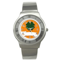 St Patricks Day Ireland Clover Stainless Steel Watch by Nexatart