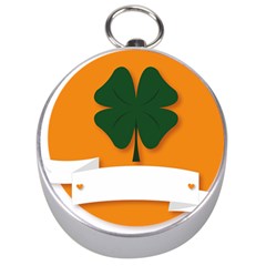 St Patricks Day Ireland Clover Silver Compasses by Nexatart