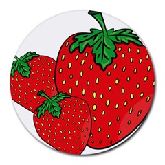 Strawberry Holidays Fragaria Vesca Round Mousepads by Nexatart