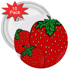 Strawberry Holidays Fragaria Vesca 3  Buttons (10 Pack)  by Nexatart