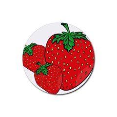 Strawberry Holidays Fragaria Vesca Rubber Coaster (round)  by Nexatart