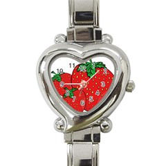 Strawberry Holidays Fragaria Vesca Heart Italian Charm Watch by Nexatart