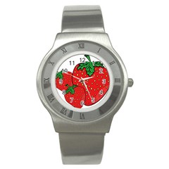 Strawberry Holidays Fragaria Vesca Stainless Steel Watch by Nexatart