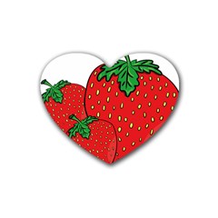 Strawberry Holidays Fragaria Vesca Heart Coaster (4 Pack)  by Nexatart