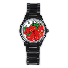 Strawberry Holidays Fragaria Vesca Stainless Steel Round Watch by Nexatart