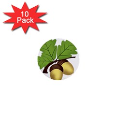 Acorn Hazelnuts Nature Forest 1  Mini Buttons (10 Pack)  by Nexatart