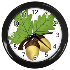 Acorn Hazelnuts Nature Forest Wall Clocks (black) by Nexatart