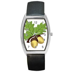 Acorn Hazelnuts Nature Forest Barrel Style Metal Watch by Nexatart