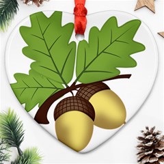 Acorn Hazelnuts Nature Forest Heart Ornament (two Sides) by Nexatart