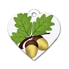 Acorn Hazelnuts Nature Forest Dog Tag Heart (one Side) by Nexatart