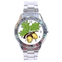 Acorn Hazelnuts Nature Forest Stainless Steel Analogue Watch by Nexatart