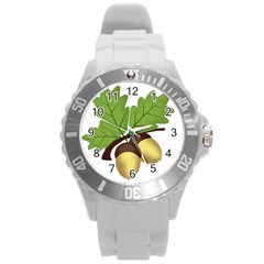 Acorn Hazelnuts Nature Forest Round Plastic Sport Watch (l) by Nexatart