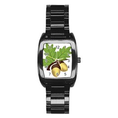 Acorn Hazelnuts Nature Forest Stainless Steel Barrel Watch by Nexatart