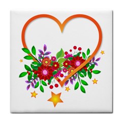 Heart Flowers Sign Tile Coasters by Nexatart