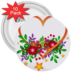 Heart Flowers Sign 3  Buttons (10 Pack)  by Nexatart