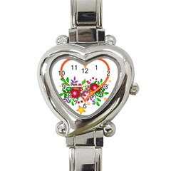 Heart Flowers Sign Heart Italian Charm Watch by Nexatart