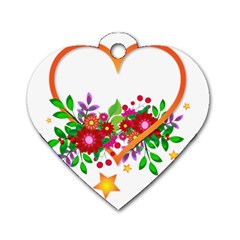 Heart Flowers Sign Dog Tag Heart (two Sides) by Nexatart