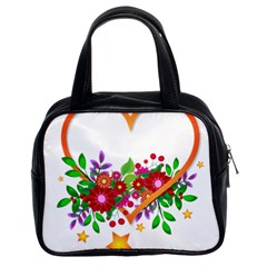 Heart Flowers Sign Classic Handbags (2 Sides) by Nexatart