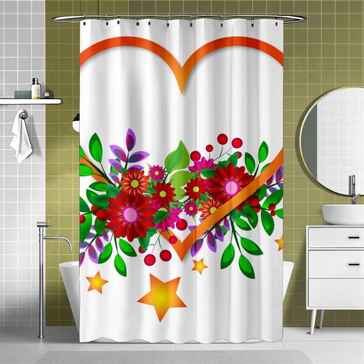 Heart Flowers Sign Shower Curtain 48  x 72  (Small) 