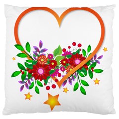 Heart Flowers Sign Large Cushion Case (one Side) by Nexatart