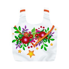 Heart Flowers Sign Full Print Recycle Bags (m)  by Nexatart