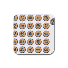 Social Media Icon Icons Social Rubber Square Coaster (4 Pack)  by Nexatart