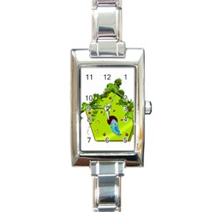 Bluebird Bird Birdhouse Avian Rectangle Italian Charm Watch