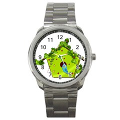 Bluebird Bird Birdhouse Avian Sport Metal Watch by Nexatart