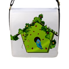 Bluebird Bird Birdhouse Avian Flap Messenger Bag (l)  by Nexatart