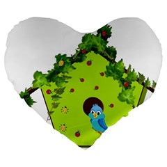 Bluebird Bird Birdhouse Avian Large 19  Premium Flano Heart Shape Cushions by Nexatart