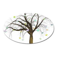 Tree Fantasy Magic Hearts Flowers Oval Magnet by Nexatart