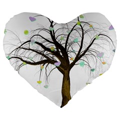 Tree Fantasy Magic Hearts Flowers Large 19  Premium Heart Shape Cushions by Nexatart