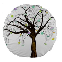 Tree Fantasy Magic Hearts Flowers Large 18  Premium Flano Round Cushions by Nexatart