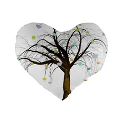 Tree Fantasy Magic Hearts Flowers Standard 16  Premium Flano Heart Shape Cushions by Nexatart