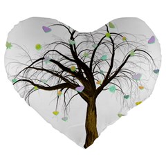 Tree Fantasy Magic Hearts Flowers Large 19  Premium Flano Heart Shape Cushions by Nexatart