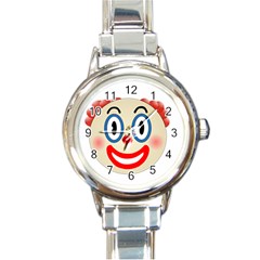 Clown Funny Make Up Whatsapp Round Italian Charm Watch by Nexatart