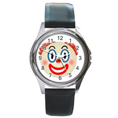 Clown Funny Make Up Whatsapp Round Metal Watch by Nexatart