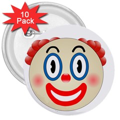 Clown Funny Make Up Whatsapp 3  Buttons (10 Pack)  by Nexatart