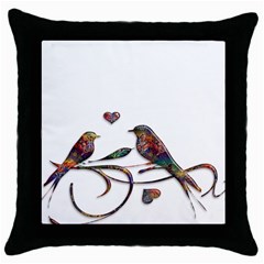 Birds Abstract Exotic Colorful Throw Pillow Case (black) by Nexatart