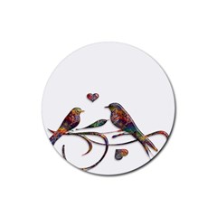 Birds Abstract Exotic Colorful Rubber Coaster (round)  by Nexatart