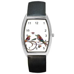 Birds Abstract Exotic Colorful Barrel Style Metal Watch by Nexatart